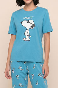 Zivame Peanuts Knit Cotton Loungewear Set - Bachelor Button — thumbnail 5